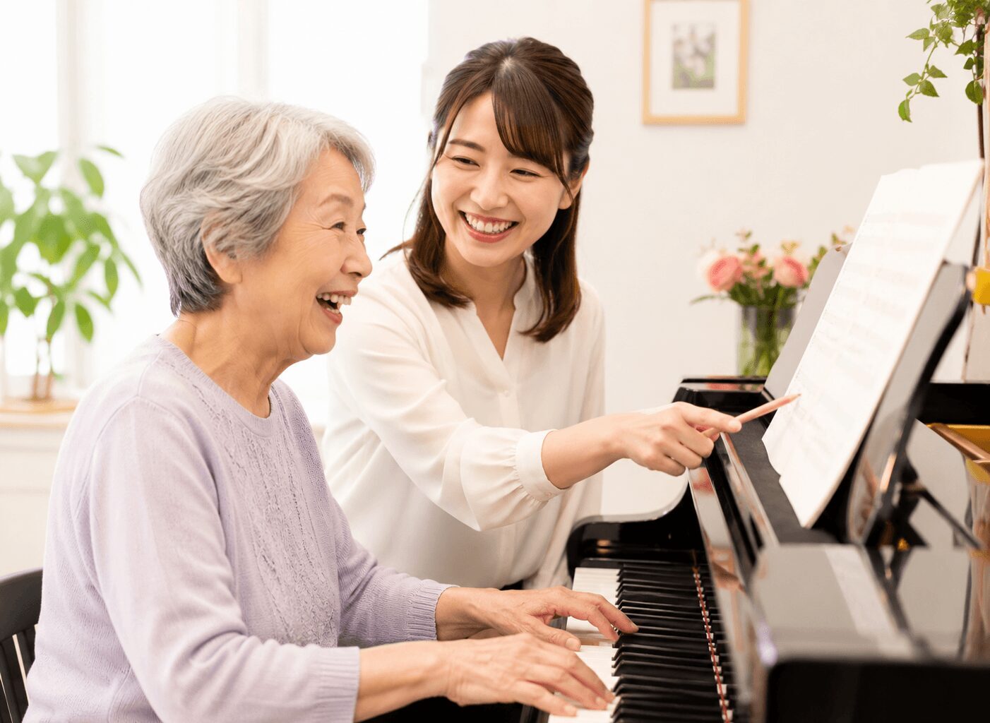 大人のピアノレッスンの様子